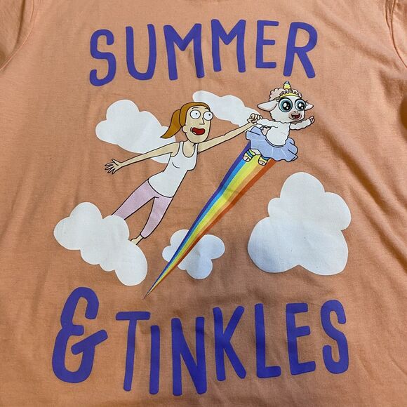 Rick And Morty Graphic Tee Women’s Size Extra Large Peach Summer And Tinkles - Picture 2 of 5